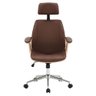 Cadeira Escritório Giratória Presidente Lisboa Rivatti Madeira Natural C/ Pu Marrom Base Aço - 2