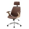 Cadeira Escritório Giratória Presidente Lisboa Rivatti Madeira Natural C/ Pu Marrom Base Aço - 1