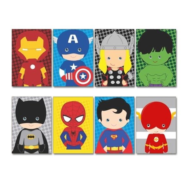 Quadros Super Heróis Marvel Decorativo Infantil 8 Peças - 3