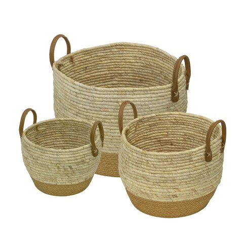 Kit 3 Cesto Goa em Fibra Natural - NATURAL