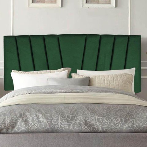 Painel Estofada Bélgica 90cm Solteiro para Cama Box Quarto Suede Verde - Gat Magazine