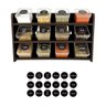 Porta Tempero Preto Mdf 6 Mm com 12 Caixinhas e Etiquetas - 1