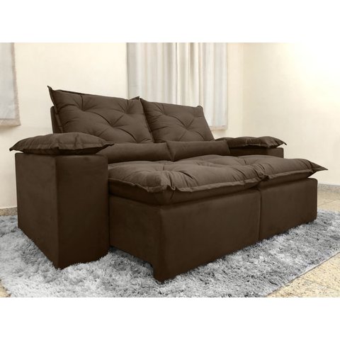 Sofá Retrátil Reclinável 2,30 M Marrom 200 Athenas