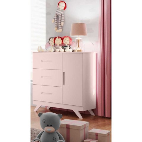 Cômoda Retro Maya com 3 Gavetas e 1 Porta Canaã