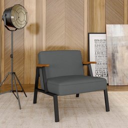 Poltrona Decorativa Coimbra Preto/cinamomo/cinza - Móveis Arapongas Preto Fosco/cin/suede Cinza - 2