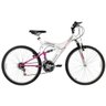 Bicicleta Track & Bikes, Aro 26, 18 marchas, Dupla Suspensão, Branca com Rosa - TB200W - 1