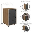 Ver imagem 4 de Kit 2 Gaveteiros com Rodizios P1054 36 Cm Grafite Mell Pp Milani Store