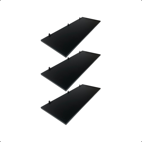 Kit 3 Prateleira Preta 70X30 + Suporte Flutuante Mdf  Organizadora Decoração Cozinha Banheiro Sala