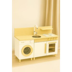 Mini Cozinha em Madeira Natural e Mdf.