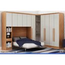 Ver imagem 4 de Módulo de Quarto Solteiro Armário Cantoneira Rizon/Linea c/ 4 Prateleiras s/ Portas Neve - Novo
