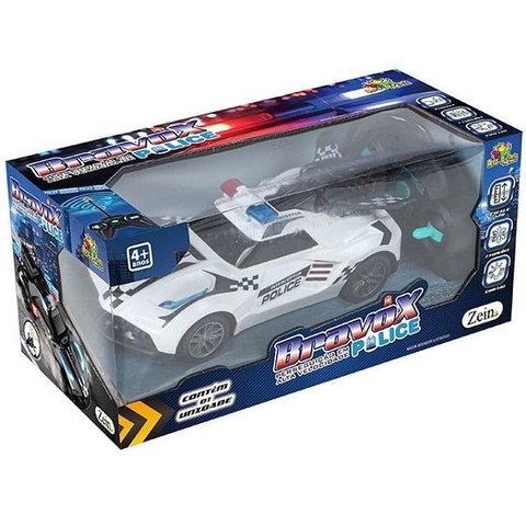 Carro de Controle Remoto Bravox Police 7 Funçoes Art Brink Branco