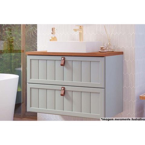Gabinete de Banheiro Suspenso Sense 1 Gaveta e 1 Porta Basculante C/cuba 80cm Pistache - Mgm