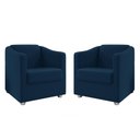 Ver imagem 1 de Kit 2 Poltronas Decorativa Mariana Suede Azul Marinho Dal Poz Estofados