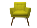Ver imagem 1 de Poltrona Decorativa Onix Couro Amarelo Pés Madeira Mz Decor