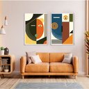 Ver imagem 1 de Quadro Decorativo Cubismo Abstrato em 2 Telas com Moldura Filete