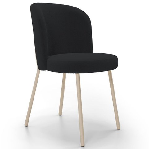Cadeira para Sala de Jantar Cozinha Estofada Gavi Arena L02 Bouclê Preto - Lyam Decor