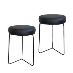 Kit 2 Banqueta Banco Aço Baixa Cozinha Bar Balcão Mesa 50cm:preto - 1