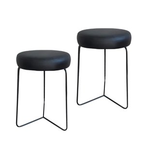 Kit 2 Banqueta Banco Aço Baixa Cozinha Bar Balcão Mesa 50cm:preto