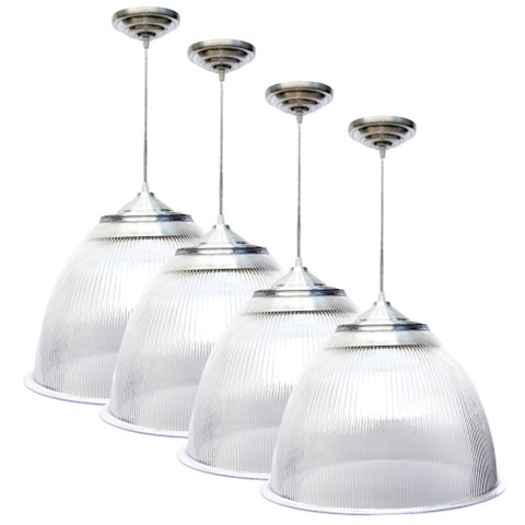 Kit 4 Lustre Prismático 16 Pendente Acrílico Luminária Alumíni