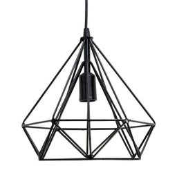 pendente aramado poptem diamante grande preto metal 23cm sala lustre metal sala - 2