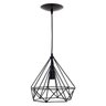 pendente aramado poptem diamante grande preto metal 23cm sala lustre metal sala - 5