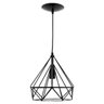 pendente aramado poptem diamante grande preto metal 23cm sala lustre metal sala - 1