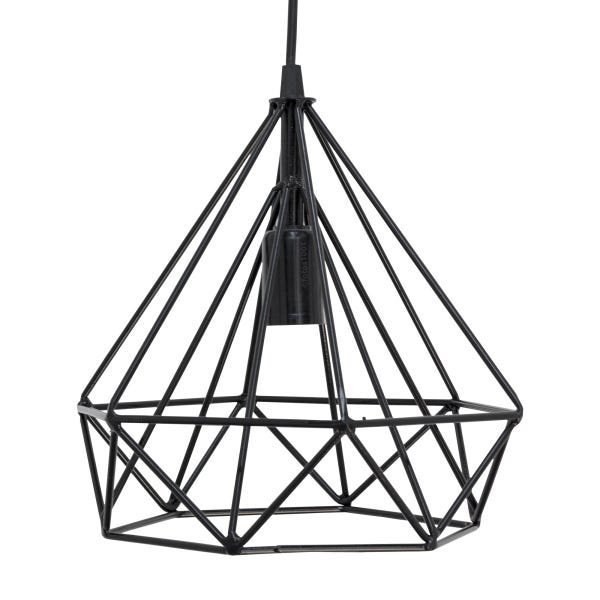 pendente aramado poptem diamante grande preto metal 23cm sala lustre metal sala - 4