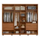 Ver imagem 3 de Guarda Roupa Casal Atrice Ripado 6 Portas Nogueira Touch com 2 Espelhos e Pés - Demartêz