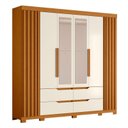 Ver imagem 3 de Guarda Roupa Casal Doble com Espelho 06 Portas e Cômoda Duetto 10 Gavetas Cinamomo Off White - Mó