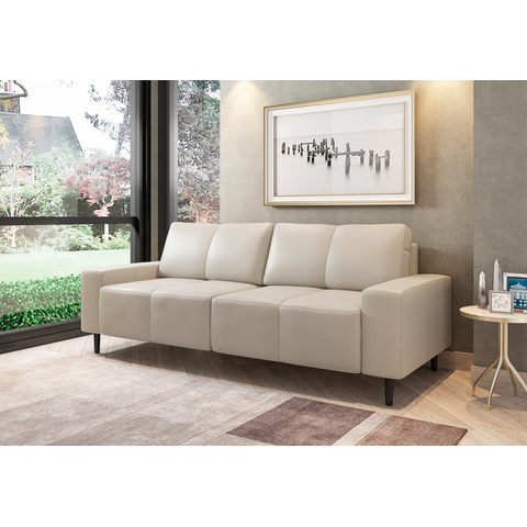 Sofá de Couro 2 Lugares Metrópole 2,20 Cm Tiza - Mozzelar