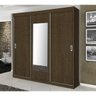 Guarda-Roupa Roupeiro 3 Portas de Correr Monte Carlo 100% Mdf com Espelho Castanho Touch Gabrielli - 1