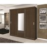 Guarda-Roupa Roupeiro 3 Portas de Correr Monte Carlo 100% Mdf com Espelho Castanho Touch Gabrielli - 4