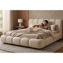 Ver imagem 5 de Cama Japonesa King Nuvem com Cabeceira Alta Estofada Bouclé Off White Sallar Home