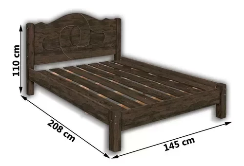 Cama Casal Siena 100% Mdf Com Sarrafo 100% Madeira + Colchao Casal -Nogal - 3