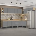 Ver imagem 2 de Armário de Cozinha Modulado de Canto 8 Peças Cp26 Balcão com Tampo Castanho/cinza - Lumil Lumil Móve