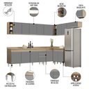 Ver imagem 3 de Armário de Cozinha Modulado de Canto 8 Peças Cp26 Balcão com Tampo Castanho/cinza - Lumil Lumil Móve