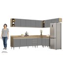Ver imagem 5 de Armário de Cozinha Modulado de Canto 8 Peças Cp26 Balcão com Tampo Castanho/cinza - Lumil Lumil Móve
