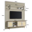 Ver imagem 3 de Rack com Painel Ripado e Prateleira 200cm para Sala 100% Mdf Cor:louro e Luna com Preto