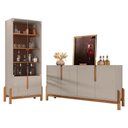 Ver imagem 1 de Sala de Jantar Lizz com Cristaleira e Buffet Aparador 4 Portas Off White/cedro - Casa D
