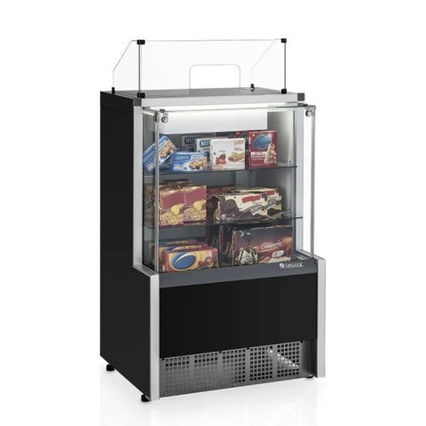 Vitrine Neutra Caixa Mpxa-075r Pr Preta Linha Aurora Gelopar Vidro Reto 0.75m Preta