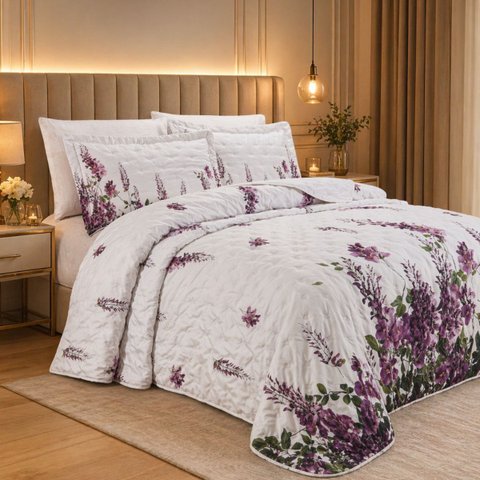 Kit Colcha Casal Queen Azaleia 300 F Bordado Super Elegante:uva