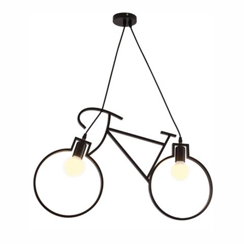 Lustre Pendente Preto Fosco Minimalista Moderno Bike Bocal E27 Bivolt Para Áreas iINternas e Externa