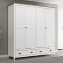 Ver imagem 1 de Guarda-roupa 4 Portas 2 Gavetas Branco/freijó Topázio Madeira Pinus - Finestra