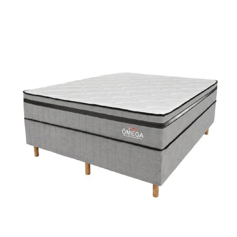 Cama Box King + Colchão Molas Ensacadas Topazio Omega 198x200x58cm