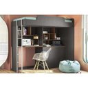 Ver imagem 1 de Beliche Multifuncional Office New (cama+escrivaninha de Cpu+baú+nicho+prateleiras) Grafite/jatob