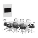 Ver imagem 2 de Conjunto Mesa de Escritório Reunião 220cm com Painel para Tv Multimóveis Cr25339 Branco