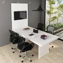 Ver imagem 1 de Conjunto Mesa de Escritório Reunião 220cm com Painel para Tv Multimóveis Cr25339 Branco
