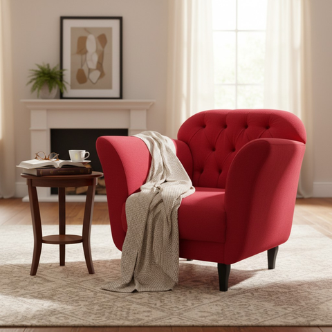 Poltrona Decorativa Dália Veludo Vermelho
