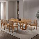 Ver imagem 1 de Sala de Jantar Mesa Flora 220cm Tampo Laminado Barril com 8 Cadeiras Bella