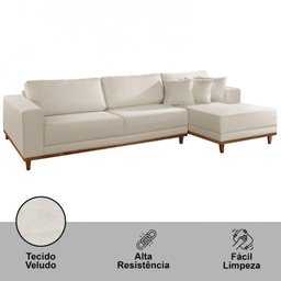 Sofá Cronos Linho 4 Lugares Chaise Lado Direito Meu Sofá Online - 2